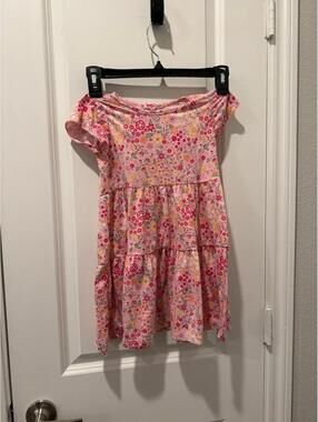 Girls Pink Floral Off-Shoulder Dress Size 6